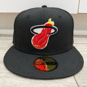 Miami Heat New Era 59FIFTY 1988-1998 HWC Hardwood Classic Black Fitted Sz 7 3/8